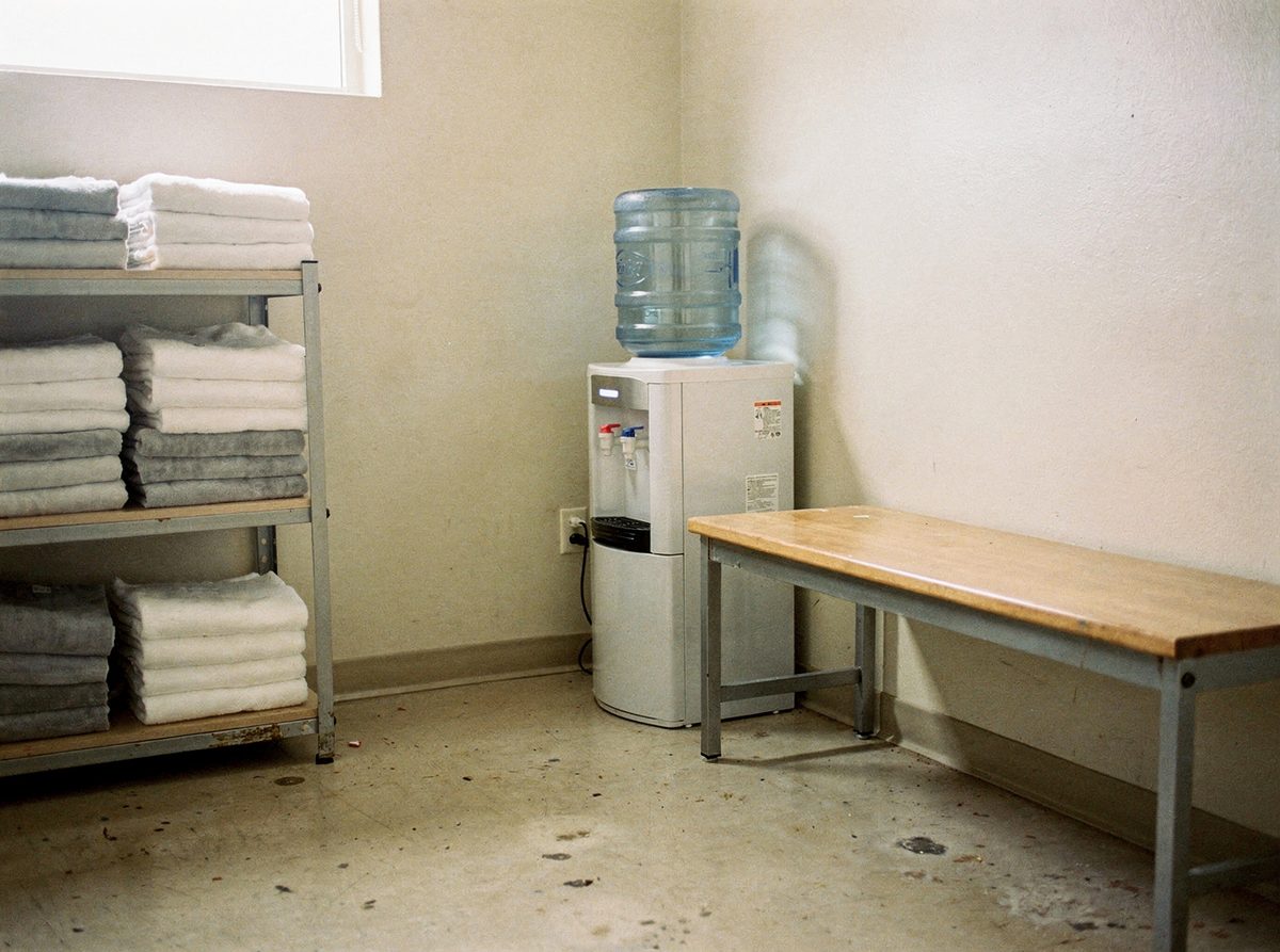 The water and towel station at Totex Movement Studio